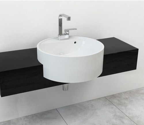 Immagine di Flaminia FORTY6 mensola L.80 P.40 H.20 cm, per lavabo Twin Set 52 da semincasso (art. 5054), colore nero finitura lucido F65054NE