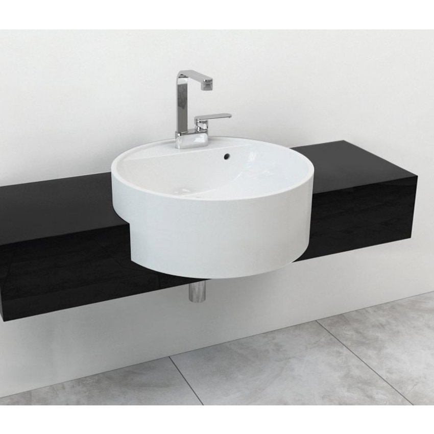Immagine di Flaminia FORTY6 mensola L.80 P.40 H.20 cm, per lavabo Twin Set 52 da semincasso (art. 5054), colore nero finitura lucido F65054NE