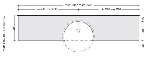Immagine di Flaminia FORTY6 mensola L.80 P.40 H.20 cm, per lavabo Twin Set 52 da semincasso (art. 5054), colore nero finitura lucido F65054NE