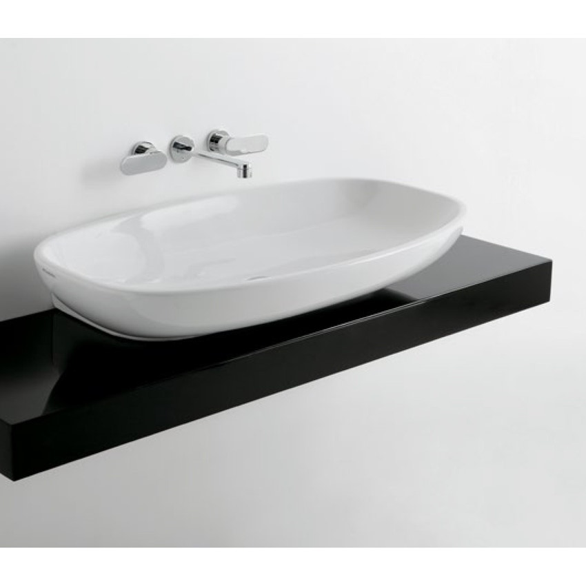 Immagine di Flaminia FORTY6 mensola L.120 P.46 H.10 cm, per lavabo NUDA 95 (art.5082), colore nero finitura lucido F65082NE