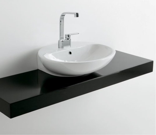 Immagine di Flaminia FORTY6 mensola L.80 P.46 H.10 cm, per lavabo Nuda 60 (art.5083), colore nero finitura lucido F65083NE