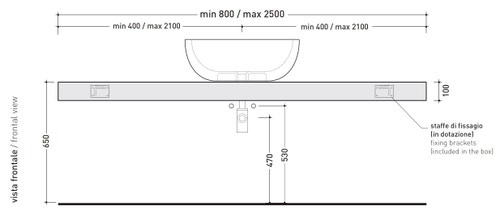 Immagine di Flaminia FORTY6 mensola L.80 P.46 H.10 cm, per lavabo Dip 62 (art.DP481-DP482), colore nero finitura lucido F6DPNE