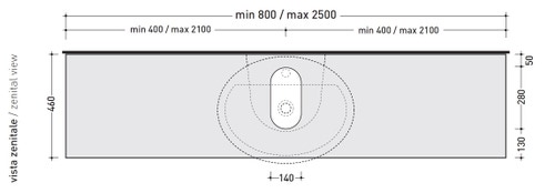 Immagine di Flaminia FORTY6 mensola L.80 P.46 H.10 cm, per lavabo Dip 62 (art.DP481-DP482), colore nero finitura lucido F6DPNE