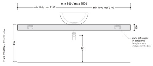 Immagine di Flaminia FORTY6 mensola L.80 P.46 H.10 cm, per lavabo Fonte (art.FN50L-FT52L), colore nero finitura lucido F6FNTNE