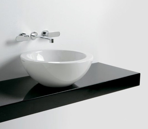 Immagine di Flaminia FORTY6 mensola L.80 P.46 H.10 cm, per lavabo Fonte (art.FN50L-FT52L), colore nero finitura lucido F6FNTNE