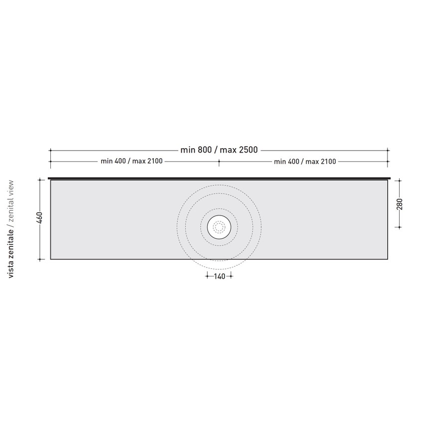 Flaminia F68081NE FORTY6 mensola L.110 P.46 H.10 cm, per lavabo Nuda 85  (art.5080-5081), colore nero finitura lucido