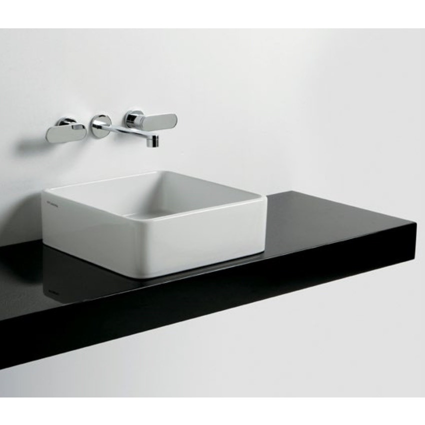 Immagine di Flaminia FORTY6 mensola L.80 P.46 H.10 cm, per lavabo Miniwash da appoggio (art.MWL40/48/60/75-MW60/75PR), colore nero finitura lucido F6MWNE