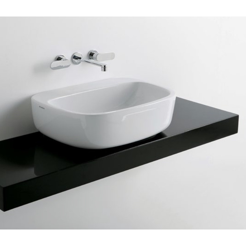 Immagine di Flaminia FORTY6 mensola L.90 P.46 H.10 cm, per lavabo Monò 64 (art.MN64L), colore nero finitura lucido F6MN64NE