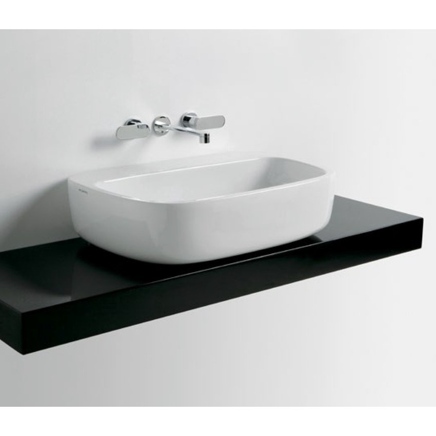 Immagine di Flaminia FORTY6 mensola L.100 P.46 H.10 cm, per lavabo Monò 74 (art.MN74L), colore nero finitura lucido F6MN74NE