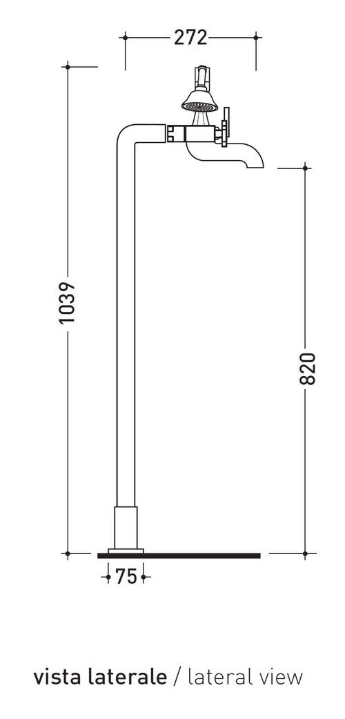 Immagine di Flaminia EVERGREEN miscelatore vasca a pavimento con deviatore e doccetta, finitura e cromo EG700