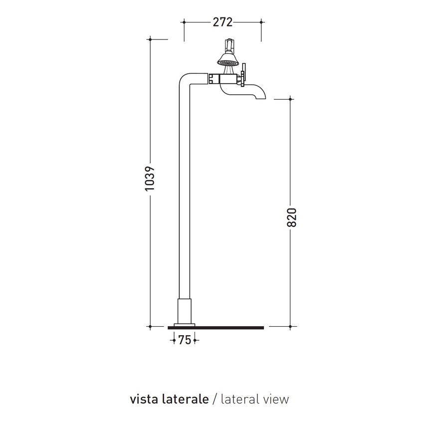 Immagine di Flaminia EVERGREEN miscelatore vasca a pavimento con deviatore e doccetta, finitura e cromo EG700