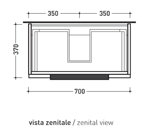 Immagine di Flaminia BOX base portalavabo sospesa, 1 cassetto, L.70 P.37 H.25 cm, con top e foro per lavabo da appoggio, finitura oj grigio BX990+BXPR38OJG