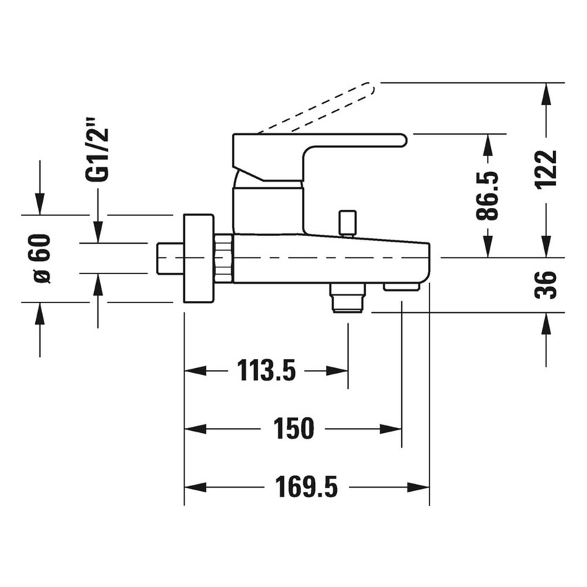 Immagine di Duravit B.2 miscelatore monocomando doccia esterno con deviatore finitura cromo B25230000010