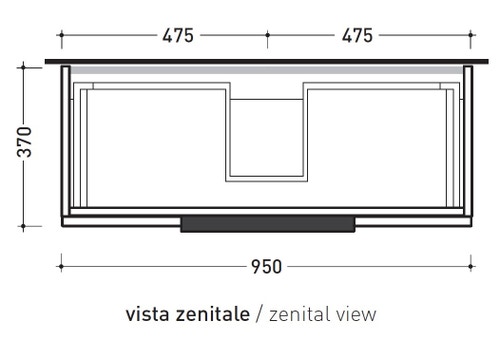 Immagine di Flaminia BOX base portalavabo sospesa, 1 cassetto, L.95 P.37 H.25 cm, con top e foro per lavabo da appoggio, finitura oj bianco BX994+BXPR38OJB