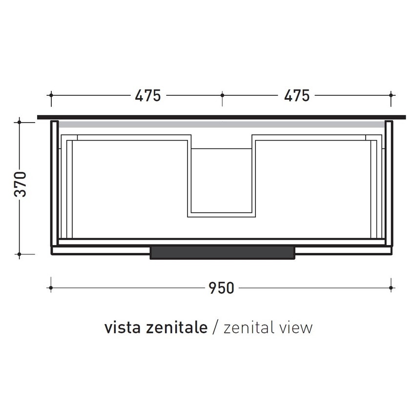 Immagine di Flaminia BOX base portalavabo sospesa, 1 cassetto, L.95 P.37 H.25 cm, con top e foro per lavabo da appoggio, finitura oj bianco BX994+BXPR38OJB