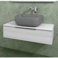 Immagine di Flaminia BOX base portalavabo sospesa, 1 cassetto, L.95 P.37 H.25 cm, con top e foro per lavabo da appoggio, finitura oj bianco BX994+BXPR38OJB
