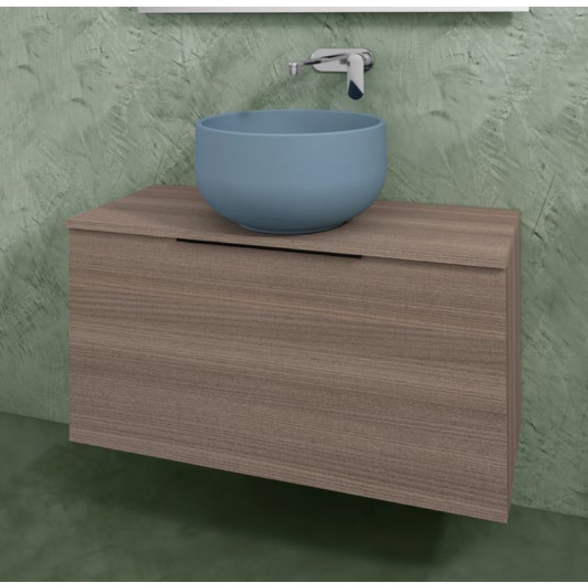 Immagine di Flaminia BOX base portalavabo sospesa, 1 cassetto, L.95 P.37 H.50 cm, con top e foro per lavabo da appoggio, finitura oj canapa BX822+BXPR38OJC