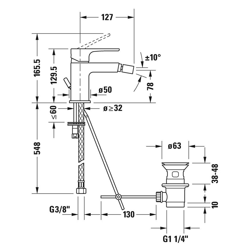 Immagine di Duravit B.1 miscelatore monocomando per bidet con scarico finitura cromo B12400001010