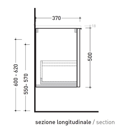 Immagine di Flaminia BOX base portalavabo sospesa L.105 P.37 H.50 cm, 1 cassetto, con top e foro per lavabo da appoggio, finitura ok arly BX834+BXPR38ARL