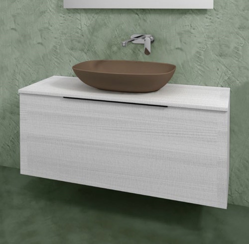Immagine di Flaminia BOX base portalavabo sospesa, 1 cassetto, L.120 P.37 H.50 cm, con top e foro per lavabo da appoggio, finitura oj bianco BX944+BXPR38OJB
