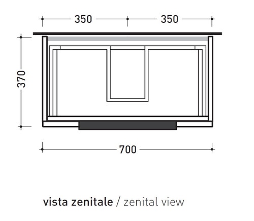 Immagine di Flaminia BOX base portalavabo sospesa, 2 cassetti, L.70 P.37 H.50 cm, con top e foro per lavabo da appoggio, finitura oj grigio BX808+BXPR38OJG
