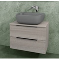 Immagine di Flaminia BOX base portalavabo sospesa, 2 cassetti, L.70 P.37 H.50 cm, con top e foro per lavabo da appoggio, finitura oj grigio BX808+BXPR38OJG