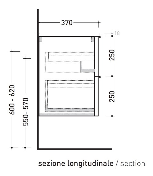 Immagine di Flaminia BOX base portalavabo sospesa, 2 cassetti, L.85 P.37 H.50 cm, con top e foro per lavabo da appoggio, finitura oj bianco BX814+BXPR38OJB