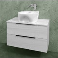 Immagine di Flaminia BOX base portalavabo sospesa, 2 cassetti, L.85 P.37 H.50 cm, con top e foro per lavabo da appoggio, finitura oj bianco BX814+BXPR38OJB