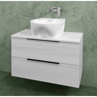 Immagine di Flaminia BOX base portalavabo sospesa, 2 cassetti, L.85 P.37 H.50 cm, con top e foro per lavabo da appoggio, finitura oj bianco BX814+BXPR38OJB
