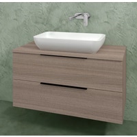 Immagine di Flaminia BOX base portalavabo sospesa, 2 cassetti, L.95 P.37 H.50 cm, con top e foro per lavabo da appoggio, finitura oj canapa BX826+BXPR38OJC