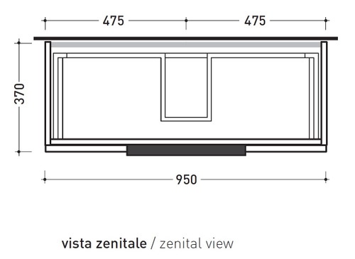 Immagine di Flaminia BOX base portalavabo sospesa, 2 cassetti, L.95 P.37 H.50 cm, con top e foro per lavabo da appoggio, finitura oj canapa BX826+BXPR38OJC