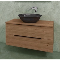 Immagine di Flaminia BOX base portalavabo sospesa, 2 cassetti, L.105 P.37 H.50 cm, con top e foro per lavabo da appoggio, finitura ok arly BX838+BXPR38ARL