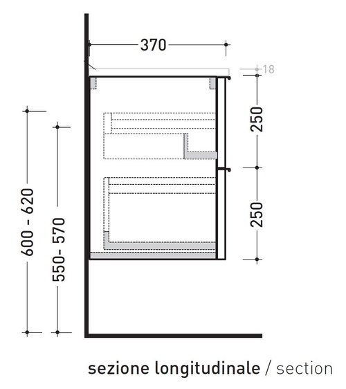 Immagine di Flaminia BOX base portalavabo sospesa, 2 cassetti, L.120 P.37 H.50 cm, con top e foro per lavabo da appoggio, finitura oj bianco BX948+BXPR38OJB