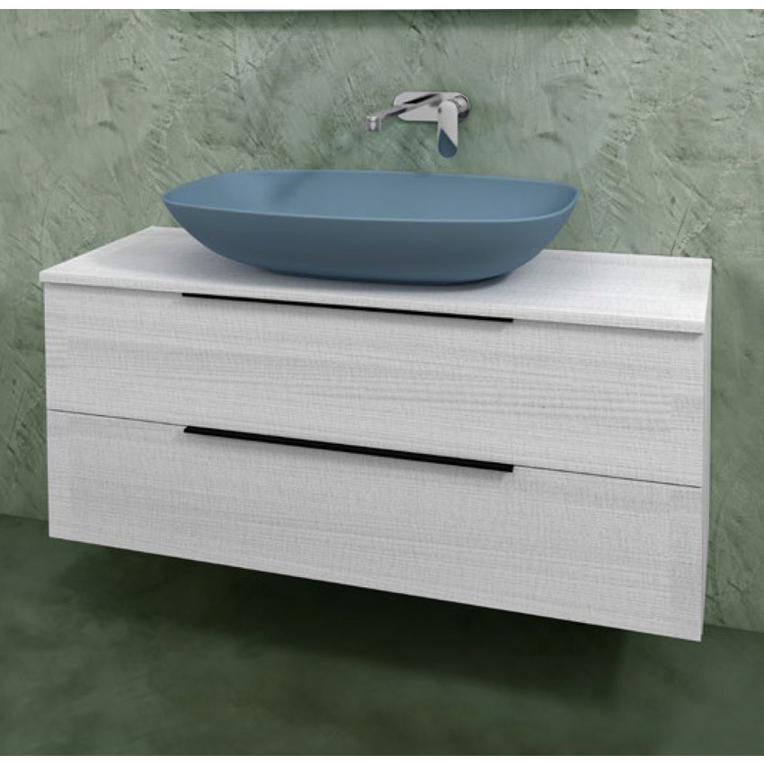 Immagine di Flaminia BOX base portalavabo sospesa, 2 cassetti, L.120 P.37 H.50 cm, con top e foro per lavabo da appoggio, finitura oj bianco BX948+BXPR38OJB