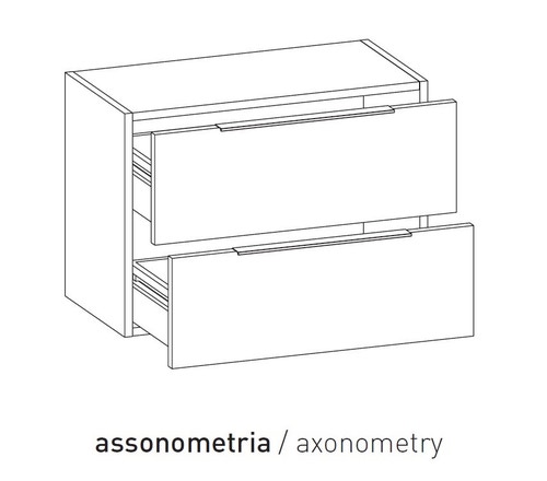 Immagine di Flaminia BOX base sospesa, 2 cassetti, L.70 P.37 H.50 cm, con top, finitura oj grigio BX424+BXPR38OJG