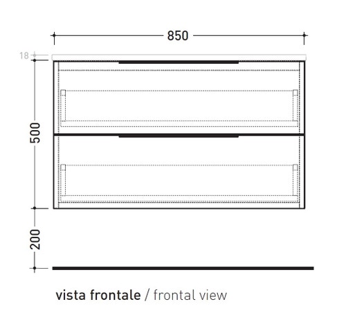 Immagine di Flaminia BOX base sospesa, 2 cassetti, L.85 P.37 H.50 cm, con top, finitura ok arly BX428+BXPR38ARL