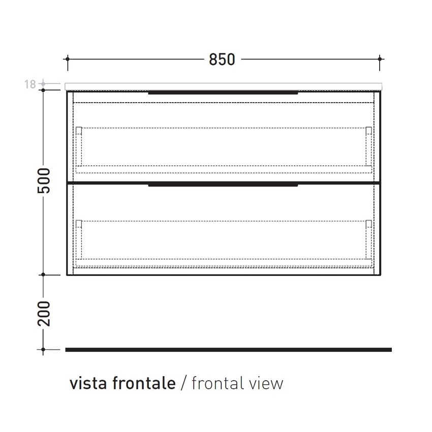 Immagine di Flaminia BOX base sospesa, 2 cassetti, L.85 P.37 H.50 cm, con top, finitura ok arly BX428+BXPR38ARL