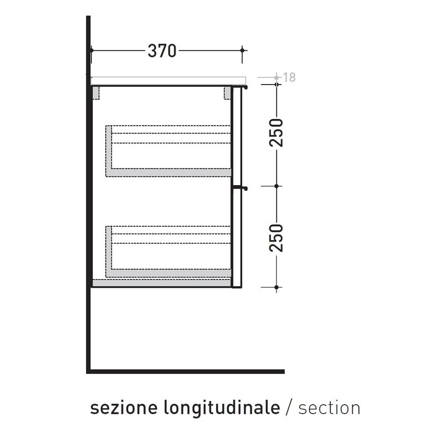 Immagine di Flaminia BOX base sospesa, 2 cassetti, L.85 P.37 H.50 cm, con top, finitura ok arly BX428+BXPR38ARL