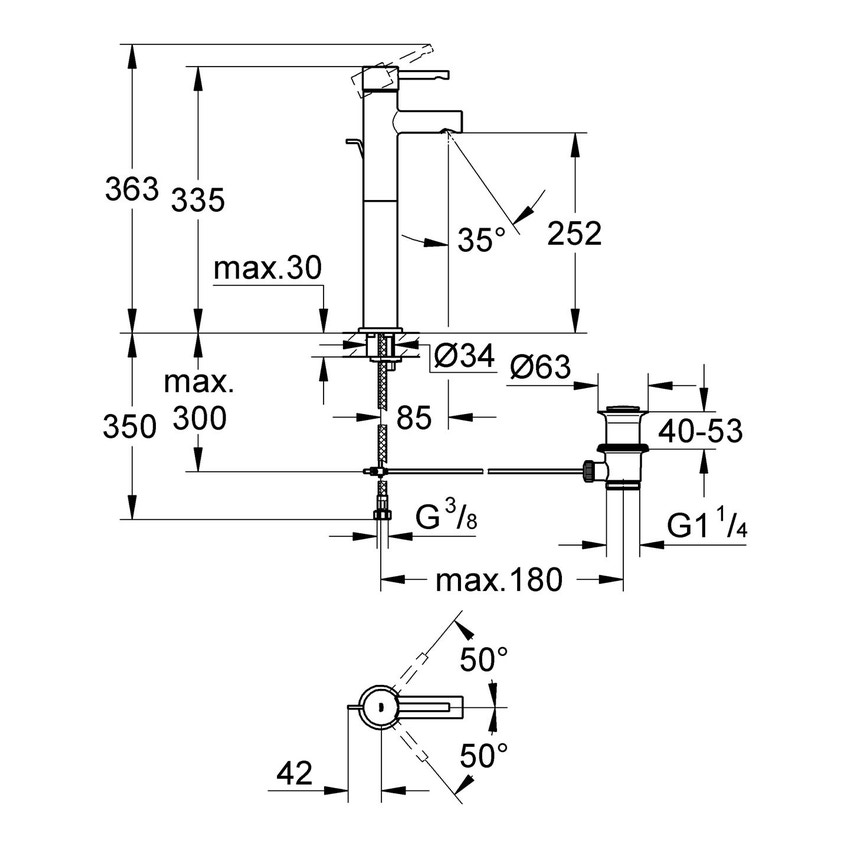 Miscelatore monocomando 
per lavabo