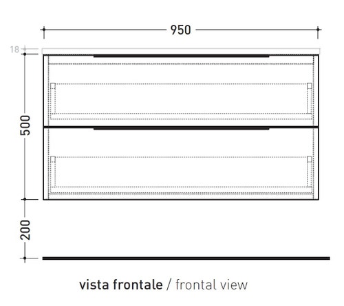 Immagine di Flaminia BOX base sospesa, 2 cassetti, L.95 P.37 H.50 cm, con top, finitura oj bianco BX432+BXPR38OJB