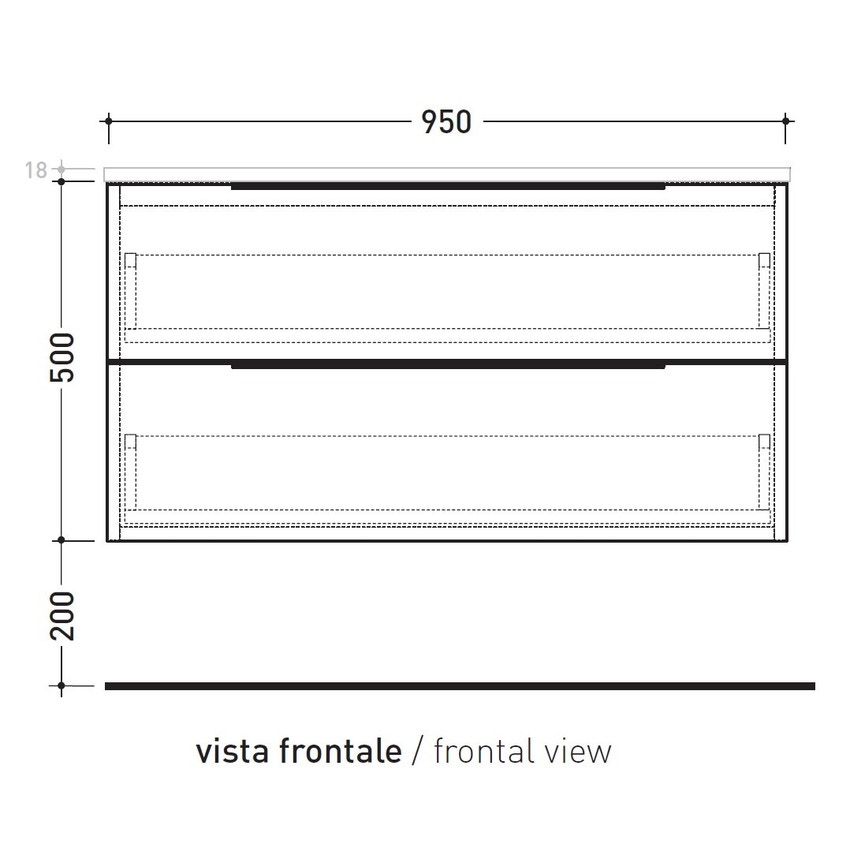 Immagine di Flaminia BOX base sospesa, 2 cassetti, L.95 P.37 H.50 cm, con top, finitura oj bianco BX432+BXPR38OJB