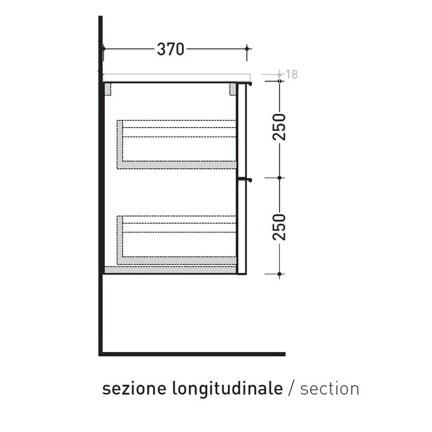 Immagine di Flaminia BOX base sospesa, 2 cassetti, L.95 P.37 H.50 cm, con top, finitura oj bianco BX432+BXPR38OJB