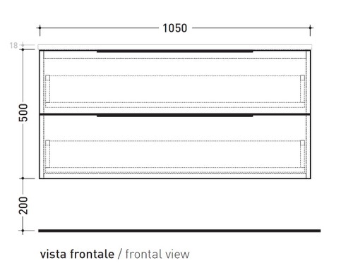 Immagine di Flaminia BOX base sospesa, 2 cassetti, L.105 P.37 H.50 cm, con top, finitura oj canapa BX436+BXPR38OJC