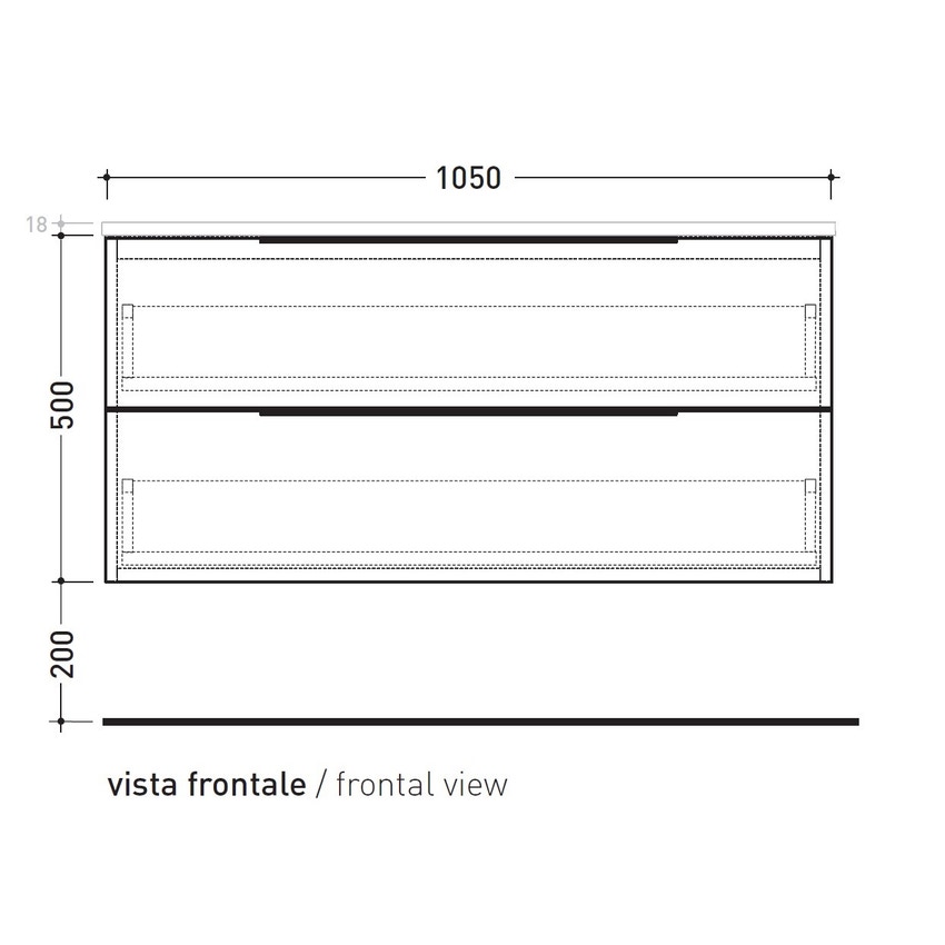 Immagine di Flaminia BOX base sospesa, 2 cassetti, L.105 P.37 H.50 cm, con top, finitura oj canapa BX436+BXPR38OJC