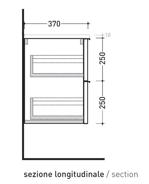 Immagine di Flaminia BOX base sospesa, 2 cassetti, L.105 P.37 H.50 cm, con top, finitura oj canapa BX436+BXPR38OJC