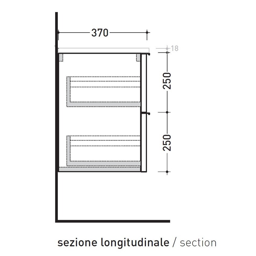 Immagine di Flaminia BOX base sospesa, 2 cassetti, L.105 P.37 H.50 cm, con top, finitura oj canapa BX436+BXPR38OJC
