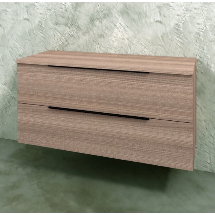 Immagine di Flaminia BOX base sospesa, 2 cassetti, L.105 P.37 H.50 cm, con top, finitura oj canapa BX436+BXPR38OJC