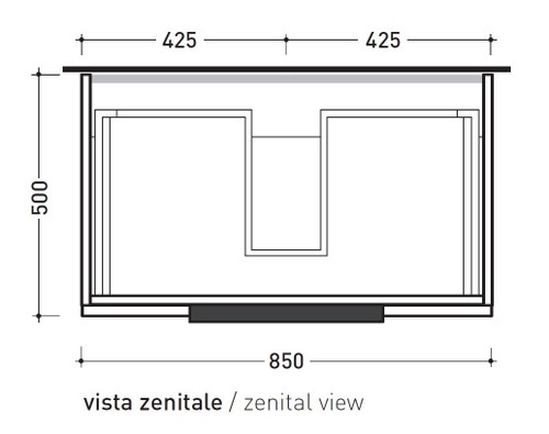 Immagine di Flaminia BOX base portalavabo sospesa, 1 cassetto, L.85 P.50 H.25 cm, con top e foro per lavabo da appoggio, finitura oj bianco BX993+BXPR51OJB