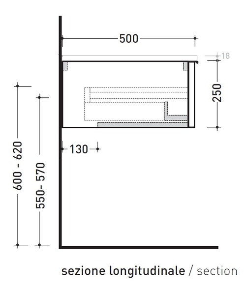 Immagine di Flaminia BOX base portalavabo sospesa, 1 cassetto, L.85 P.50 H.25 cm, con top e foro per lavabo da appoggio, finitura oj bianco BX993+BXPR51OJB
