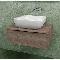 Kios A70104 Athena Composizione l 70 cm con base a terra a 2 cassetti,  lavabo in appoggio, specchio quadrato e faretto a led